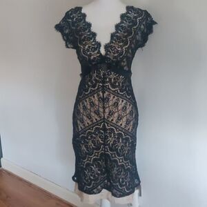 Vintage Watters & Watters Champagne & Black Dress